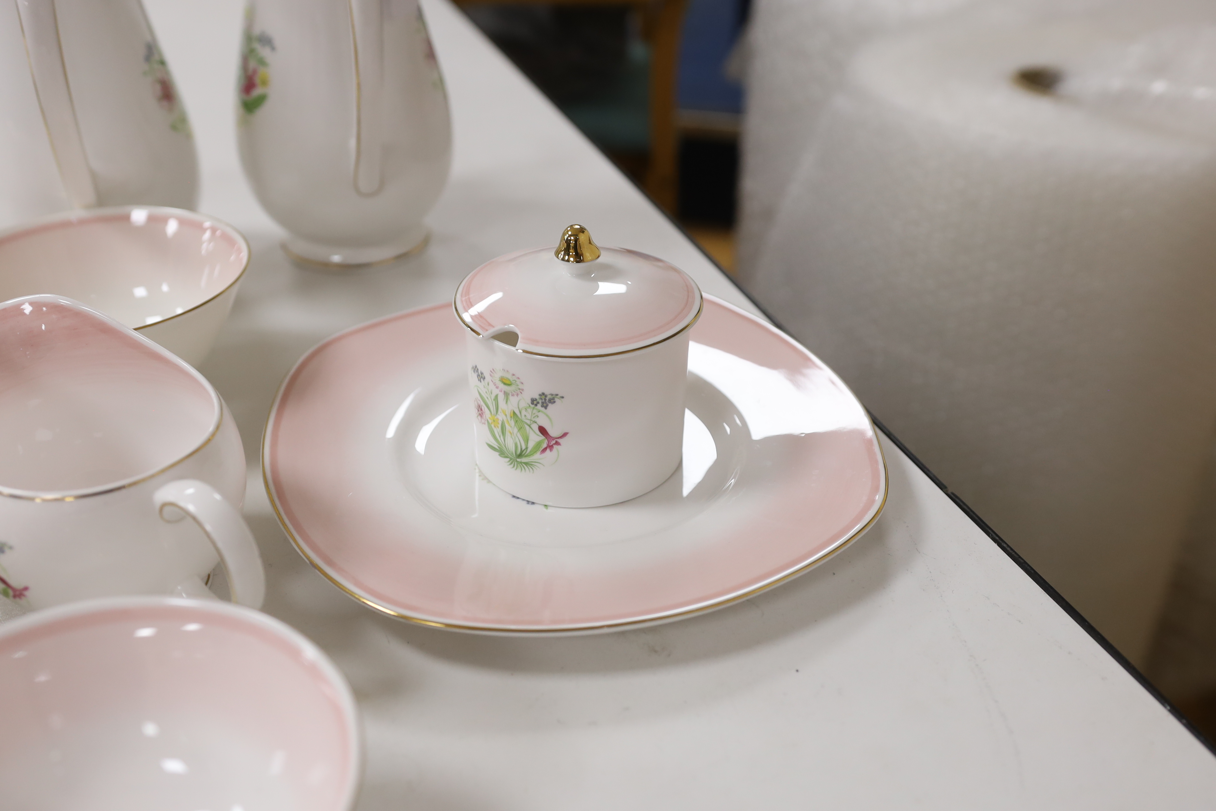 A Susie Cooper floral printed part tea and coffee set